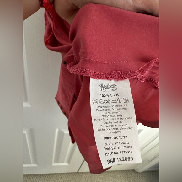 Sugardaddy 100% Silk studded spaghetti strap cami. Dusty Rose color. Size S-M. - Picture 6 of 7